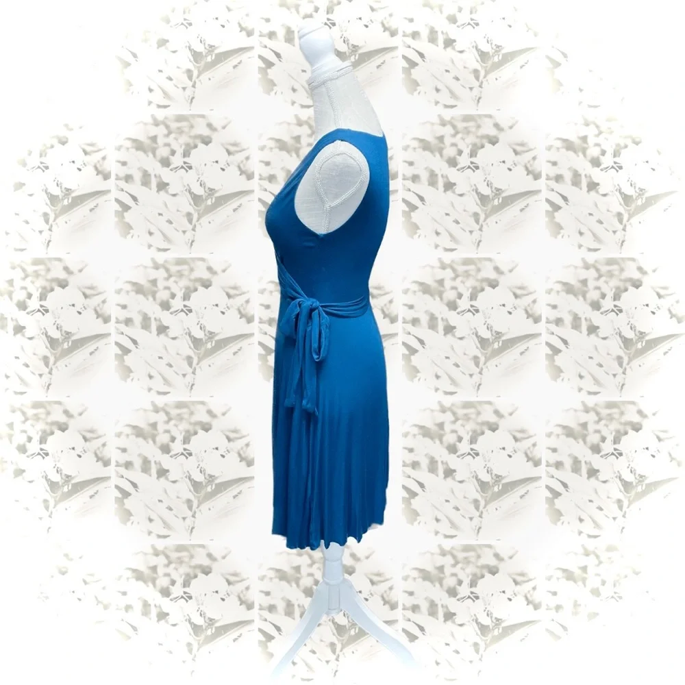 SOLD✨BAILEY 44 | P / S | Emile Teal Blue Faux Wrap Tie Sleeveless Tank Dress